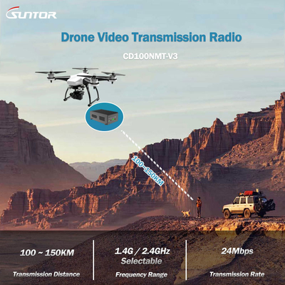 CD100NMT UAV / Drone için Uzun Menzilli COFDM Göndericisi, Çift Anten MIMO Tasarımı, 150 km'ye kadar